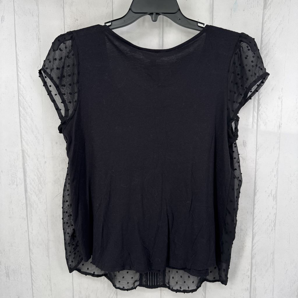 XL swiss dot scoop neck s/s top