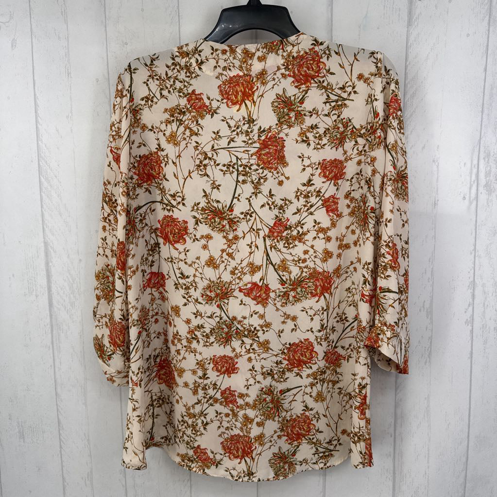 M flo print v-neck 3/4 slv top