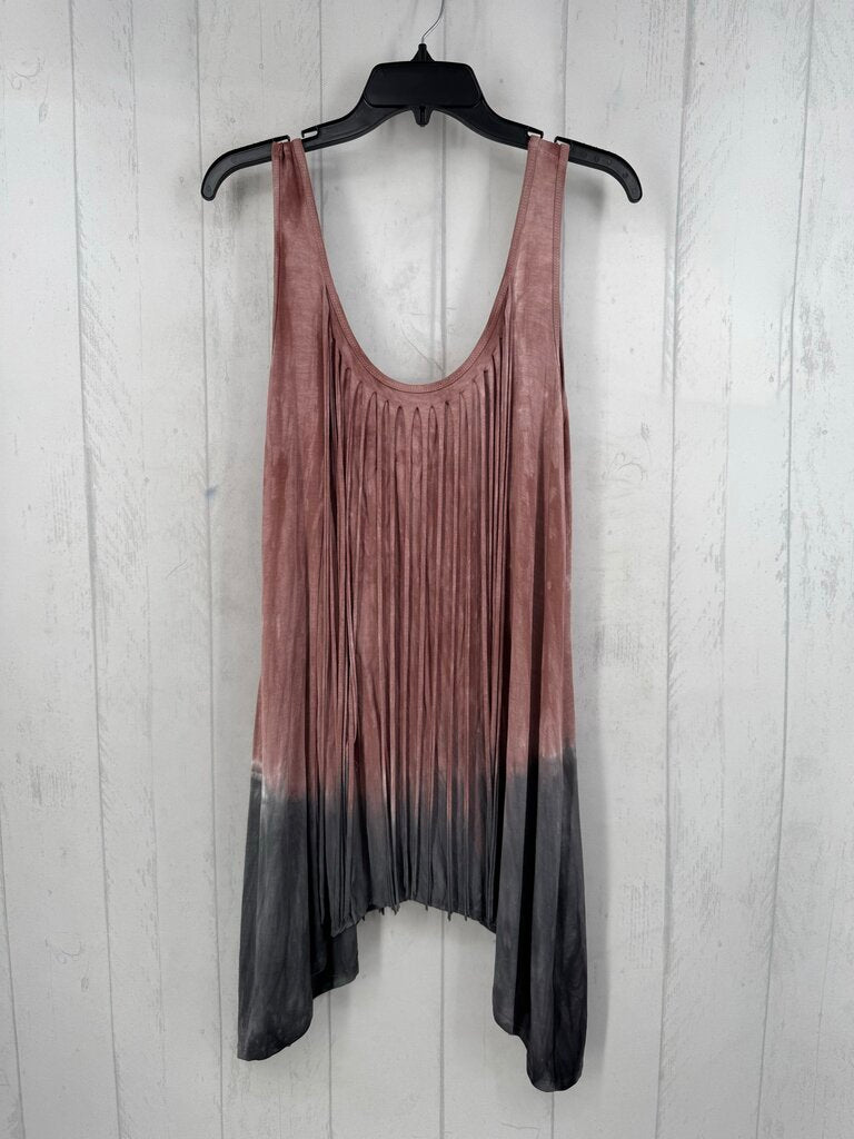 L tie-dye fringe slvls dress