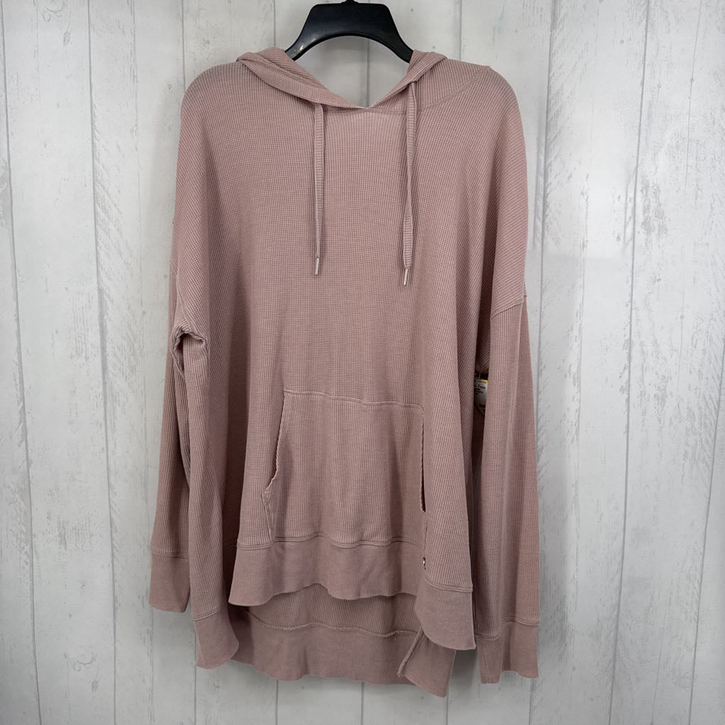XL l/s waffle pullover top w/ hood