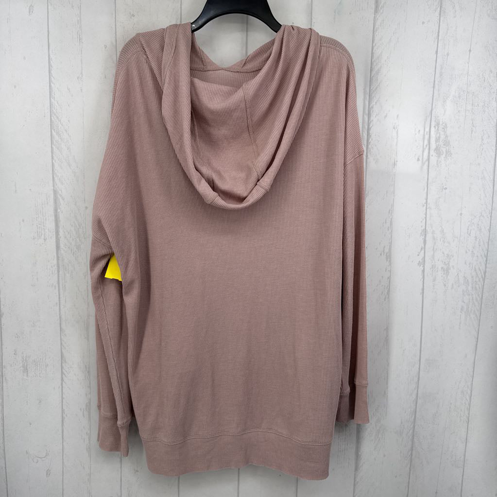 XL l/s waffle pullover top w/ hood