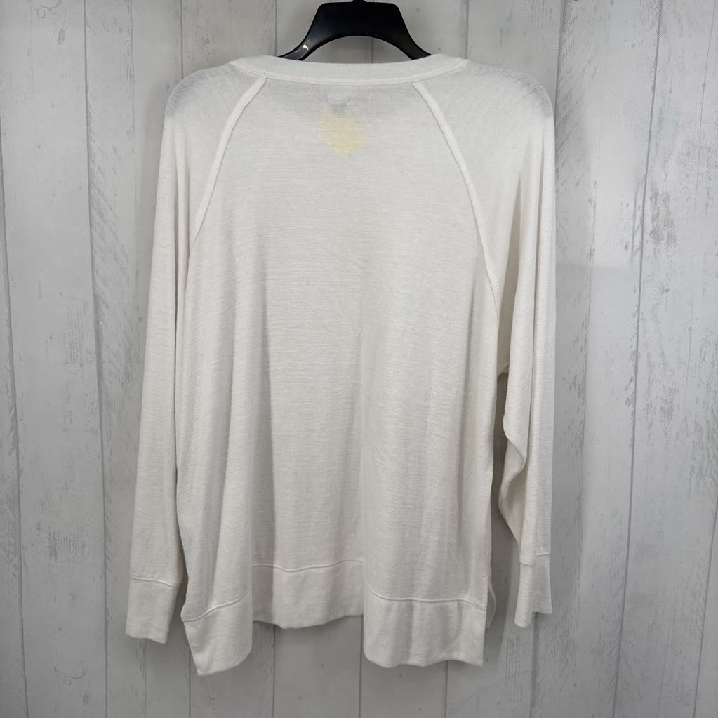 L l/s side slit crwe neck top