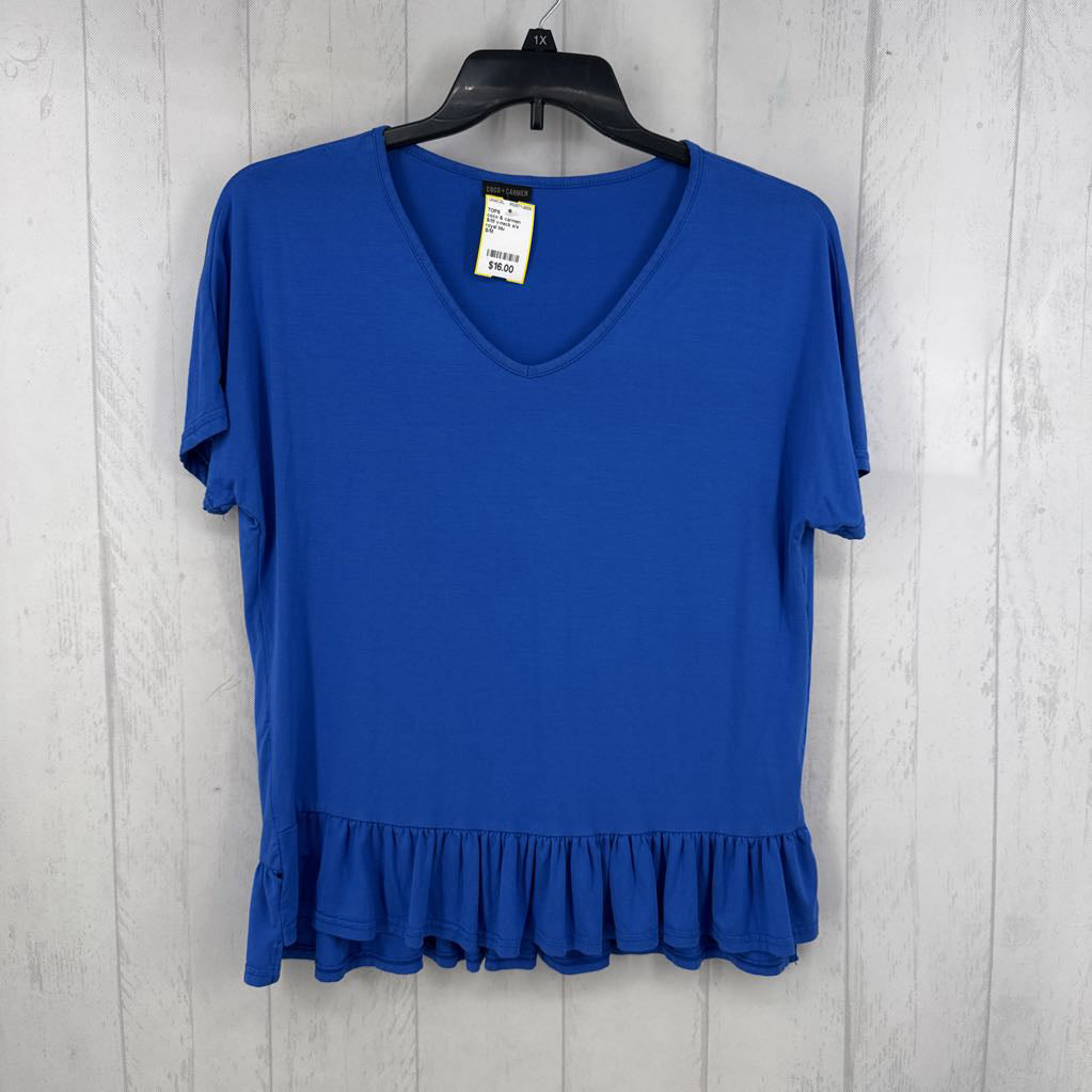 S/M v-neck s/s peplum top