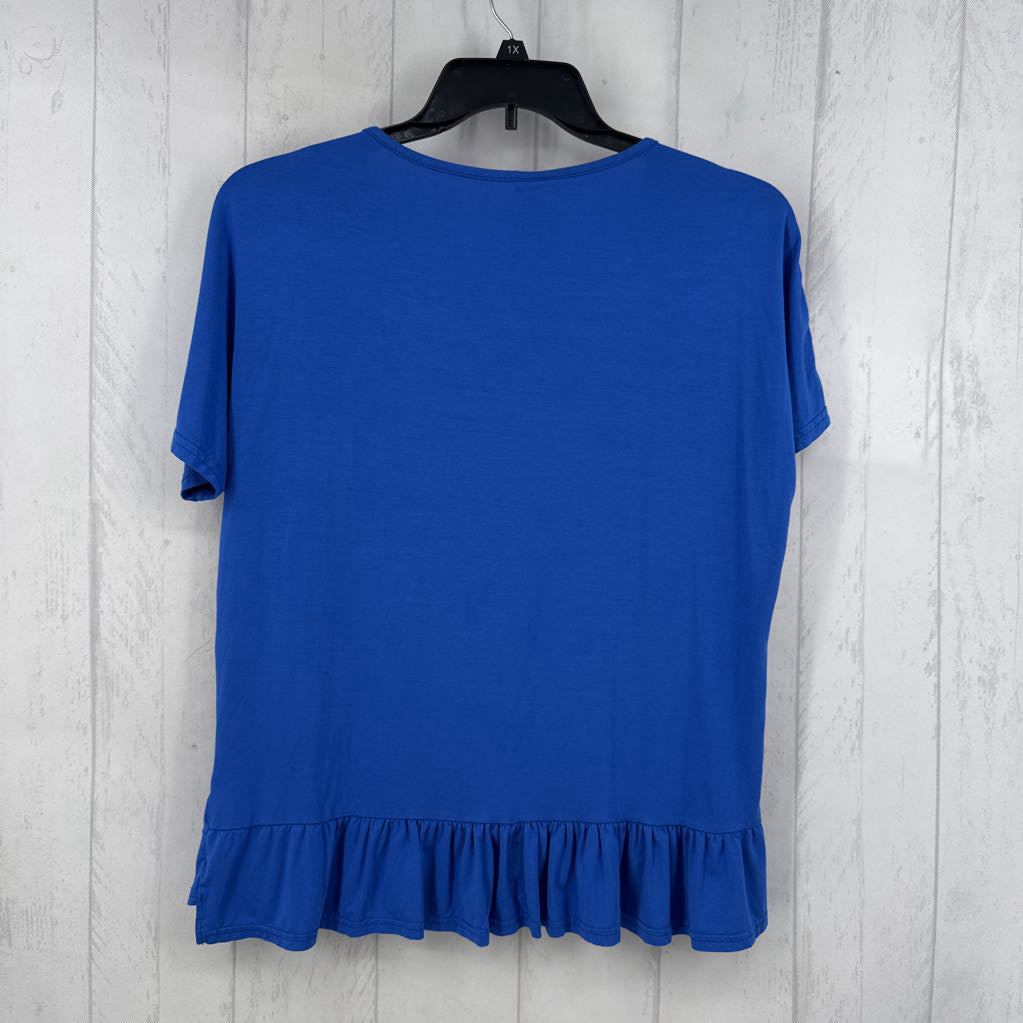 S/M v-neck s/s peplum top