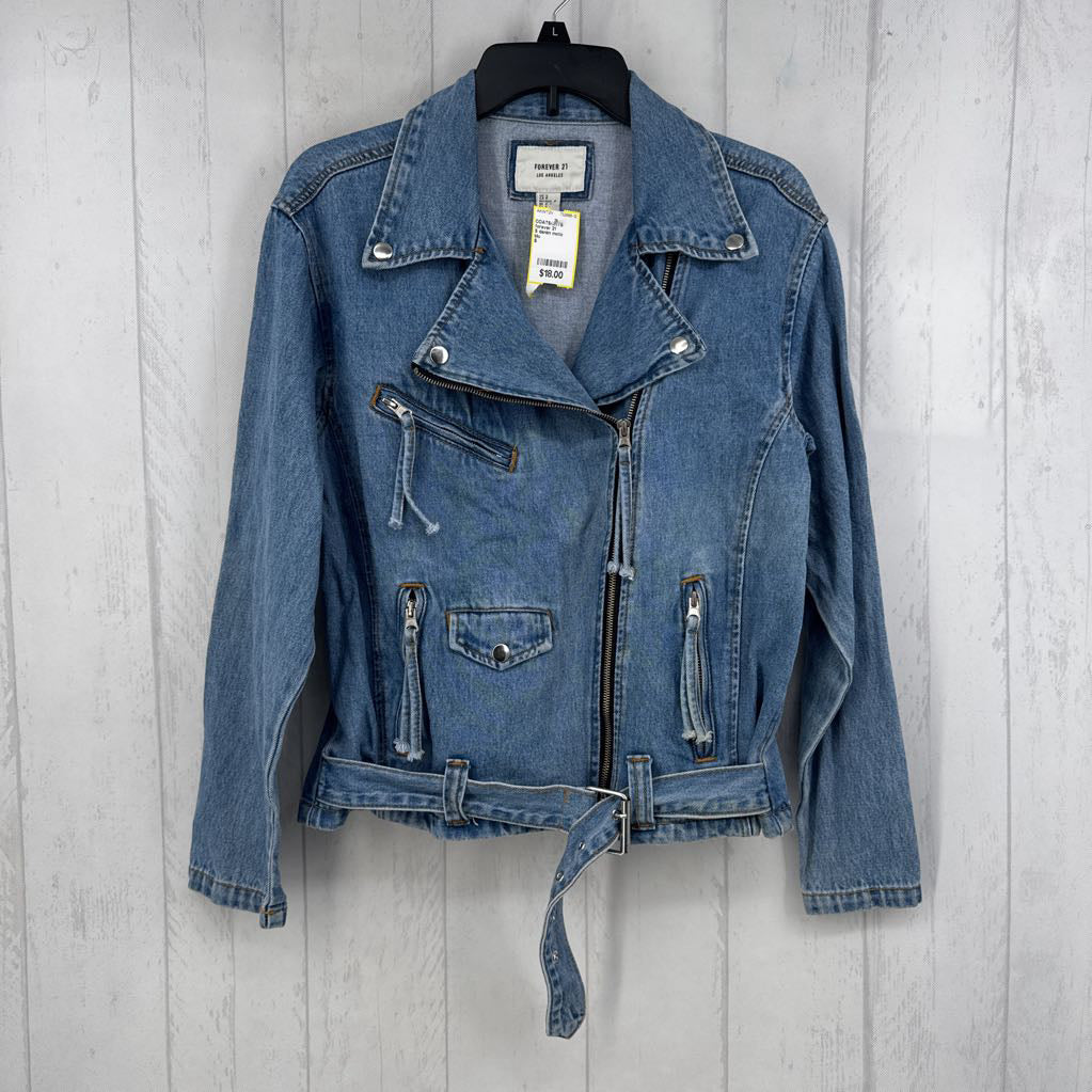 S denim moto jacket