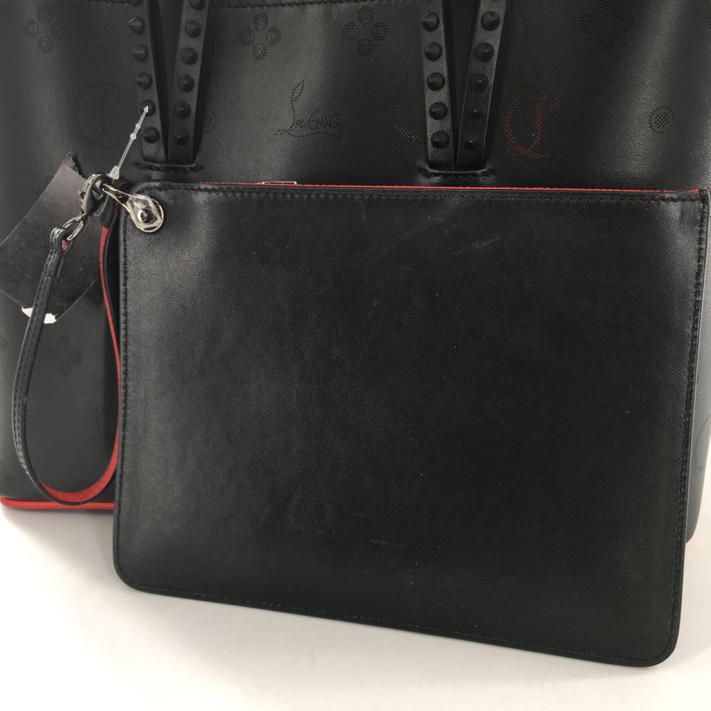2pc Christian Louboutin Leather Degrade Loubinthesky Spiked Cabata Tote w/ Pochette