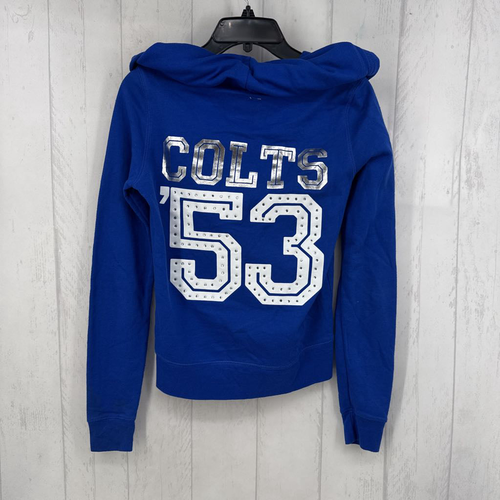 XS Colts Bedazzled Zip-Up Hoodie