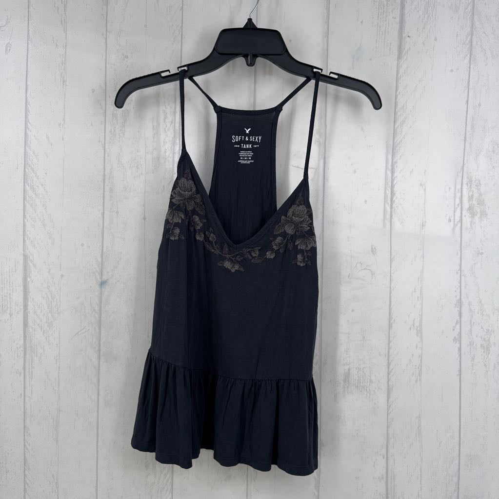 M flo embroidered peplum tank