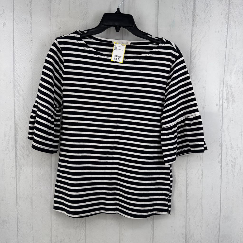 S striped flare slv top
