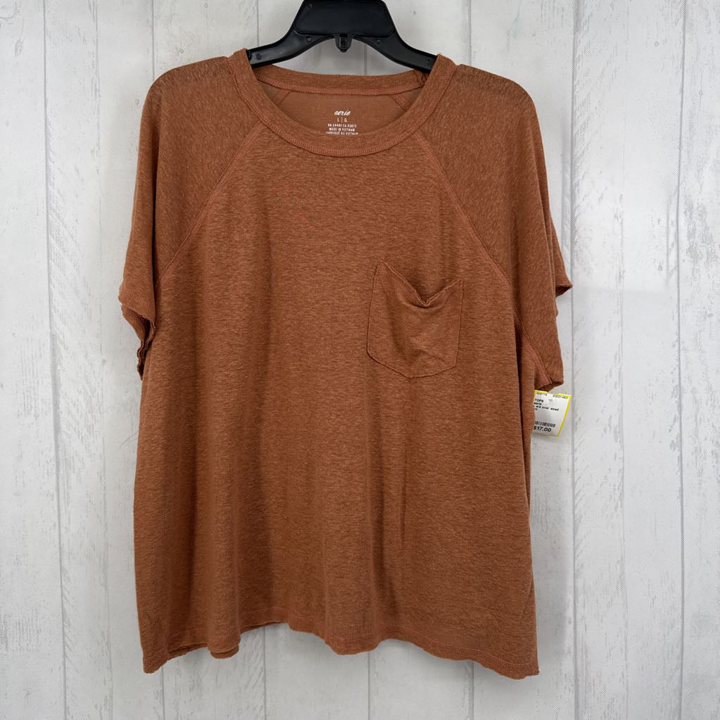 L s/s over sized pocket top