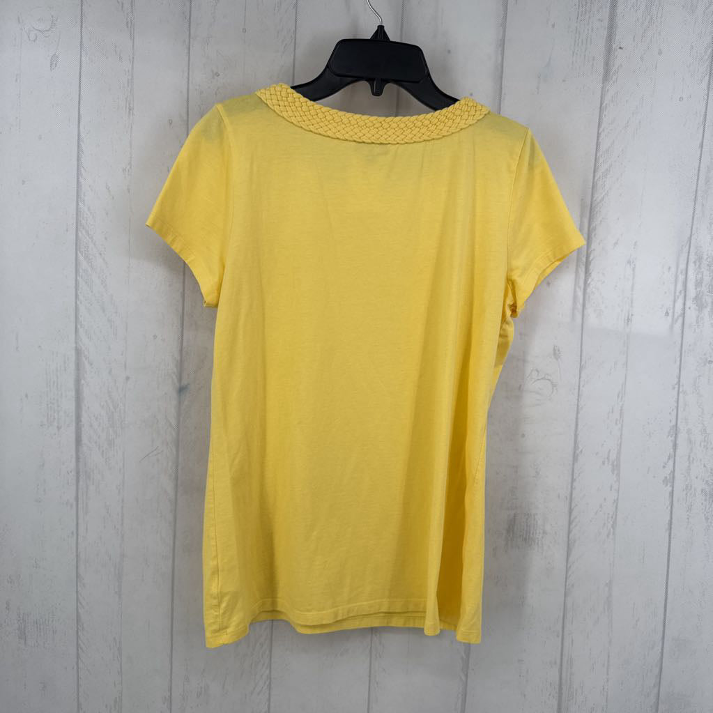 M woven neckline s/s tee
