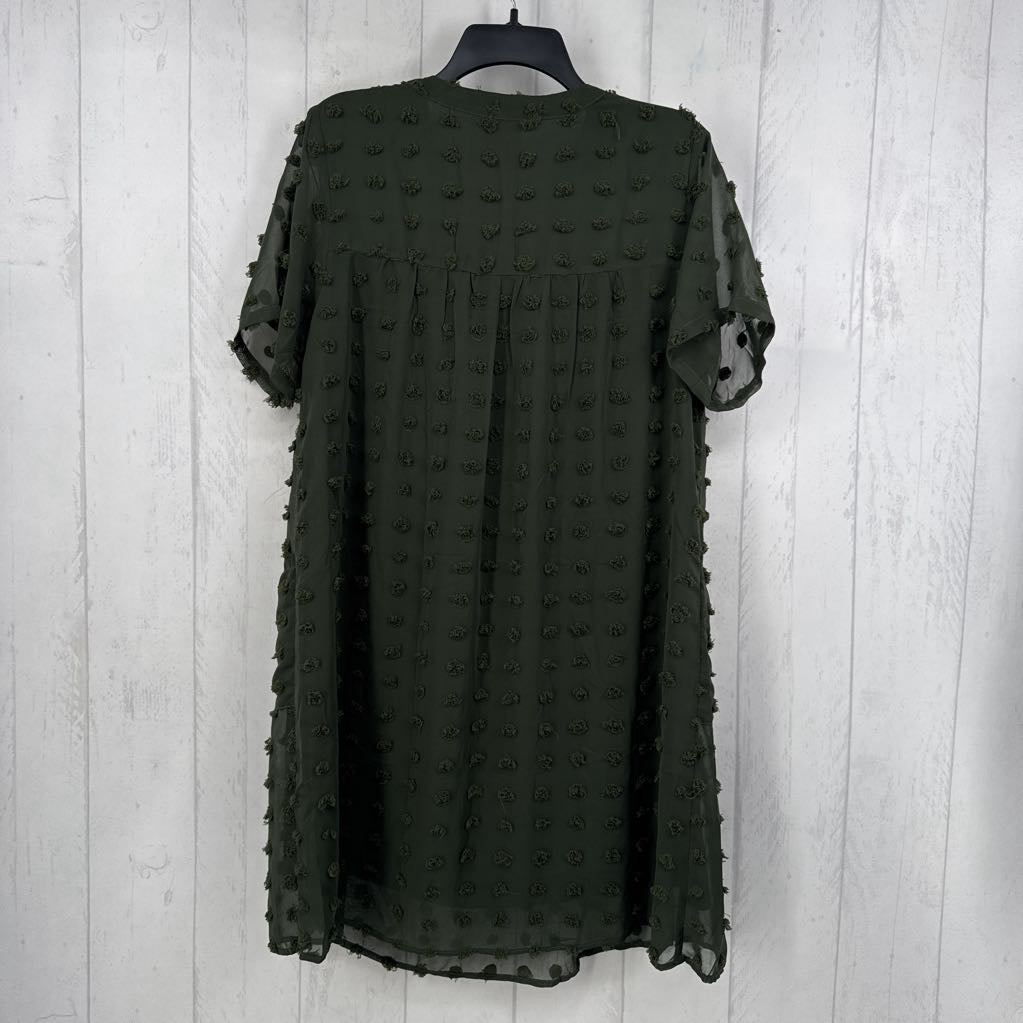 M textured split neck s/s dress