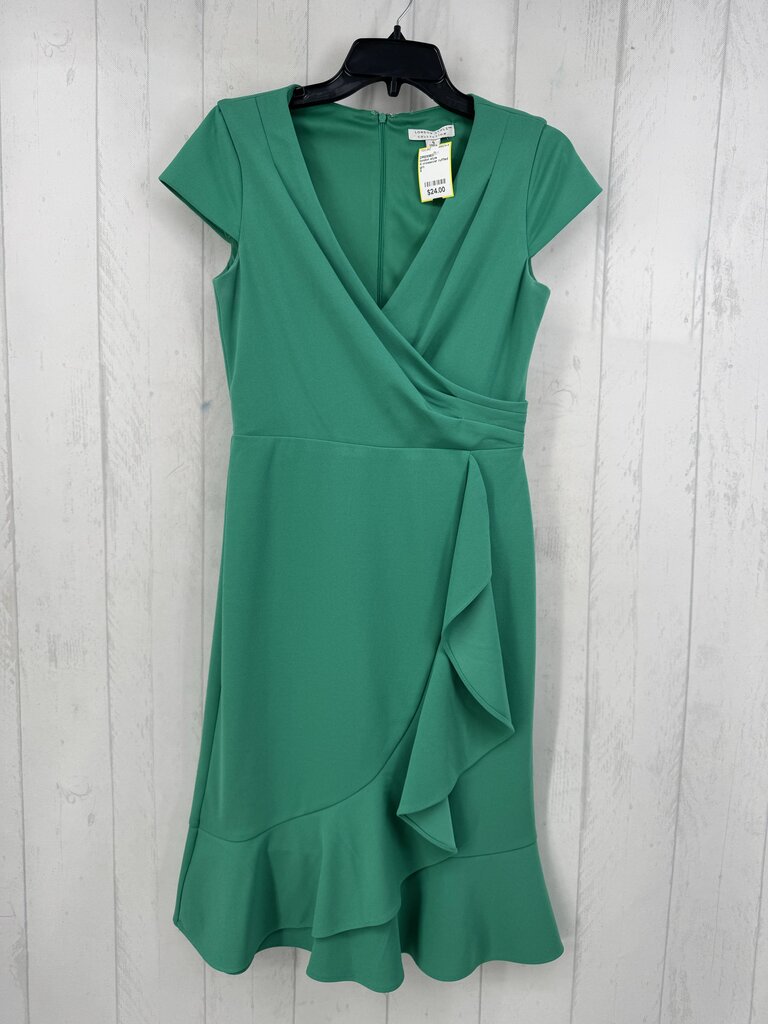 4 crossover ruffled cap slv dress