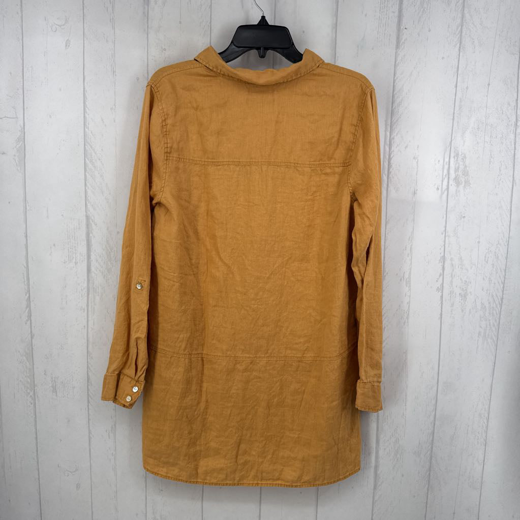 L linen button down l/s top
