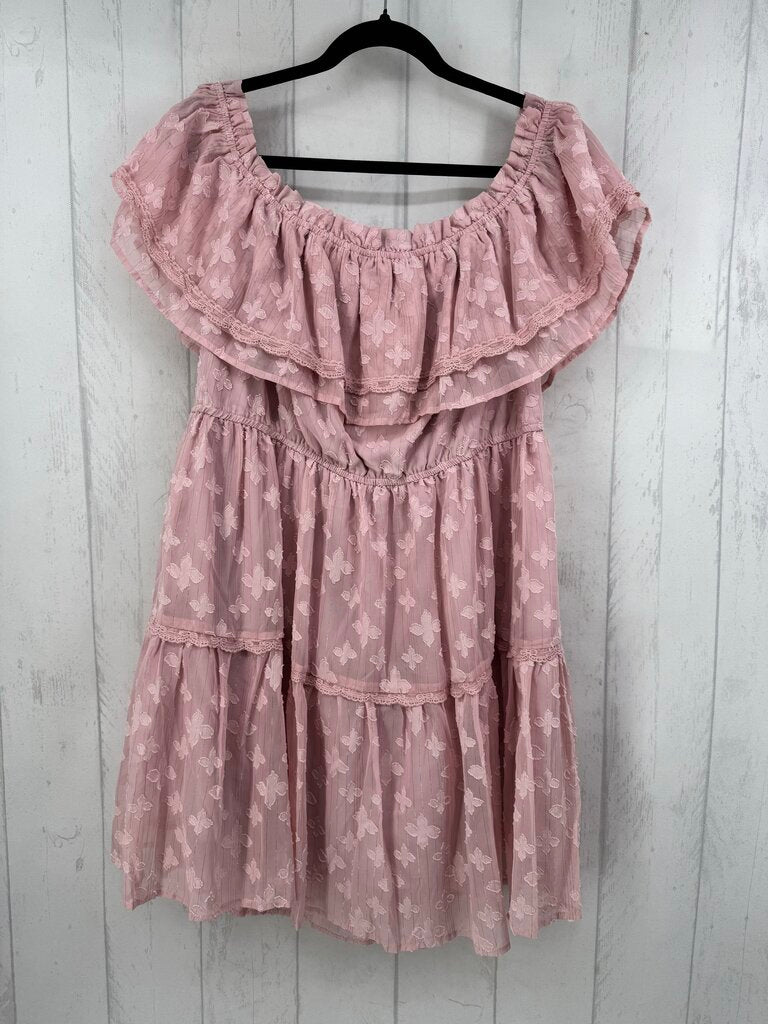 3XL textured off the shoulder tiered dress