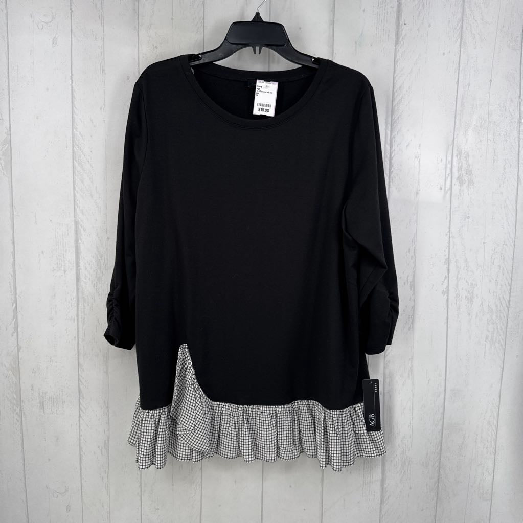 1X checkered he, 3/4 slv top