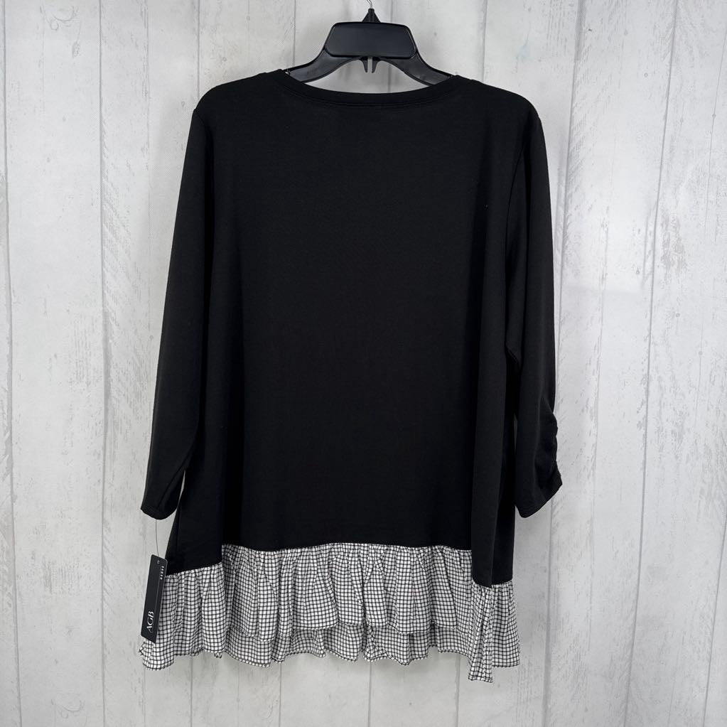 1X checkered he, 3/4 slv top