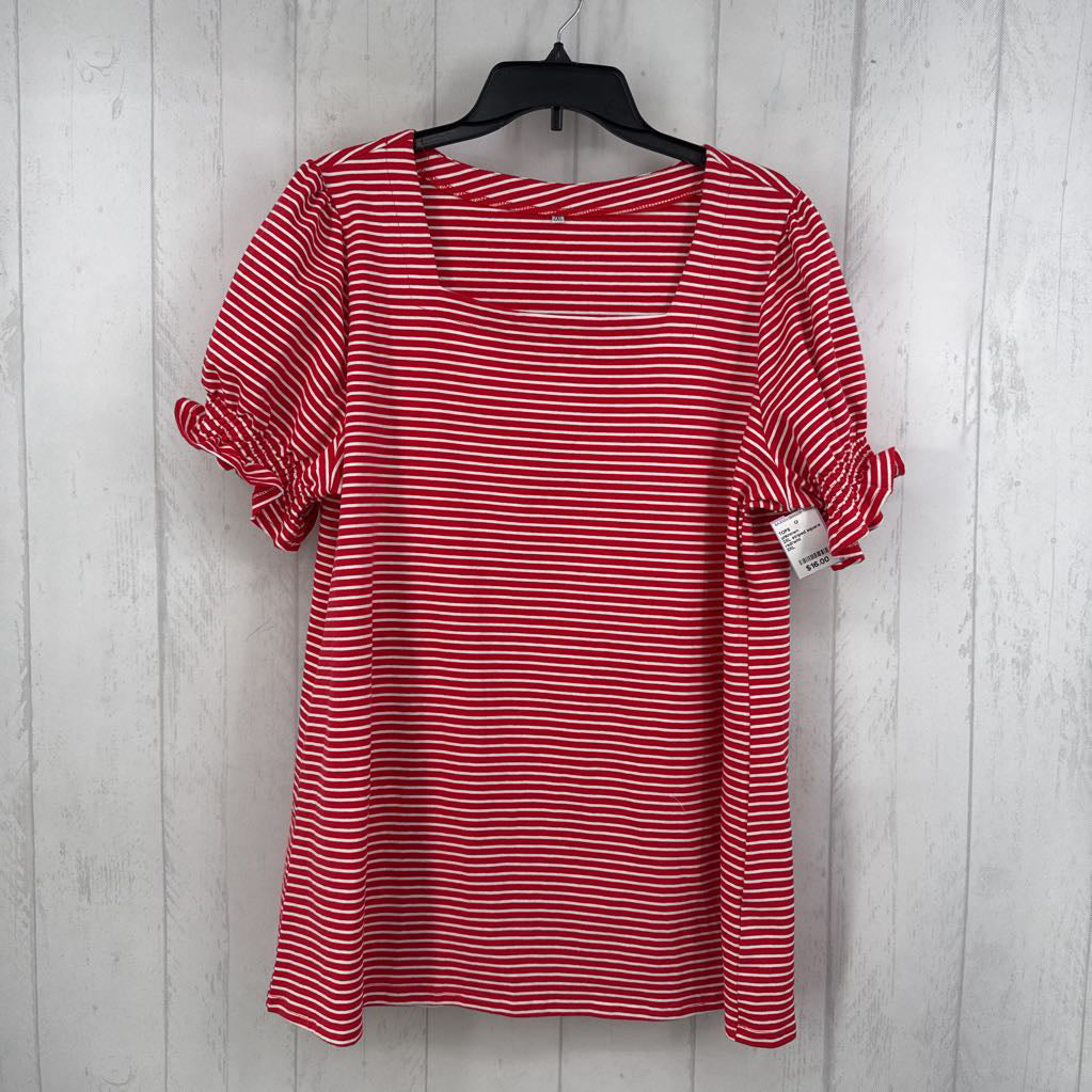 2XL striped square neck s/s tee