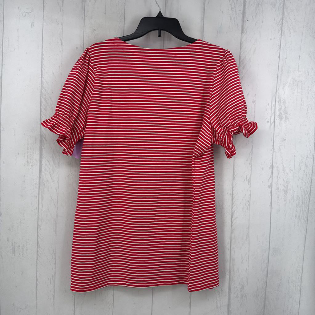 2XL striped square neck s/s tee