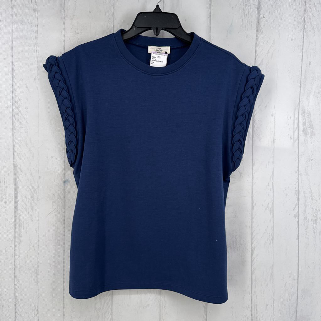 M braided detail cap slv top