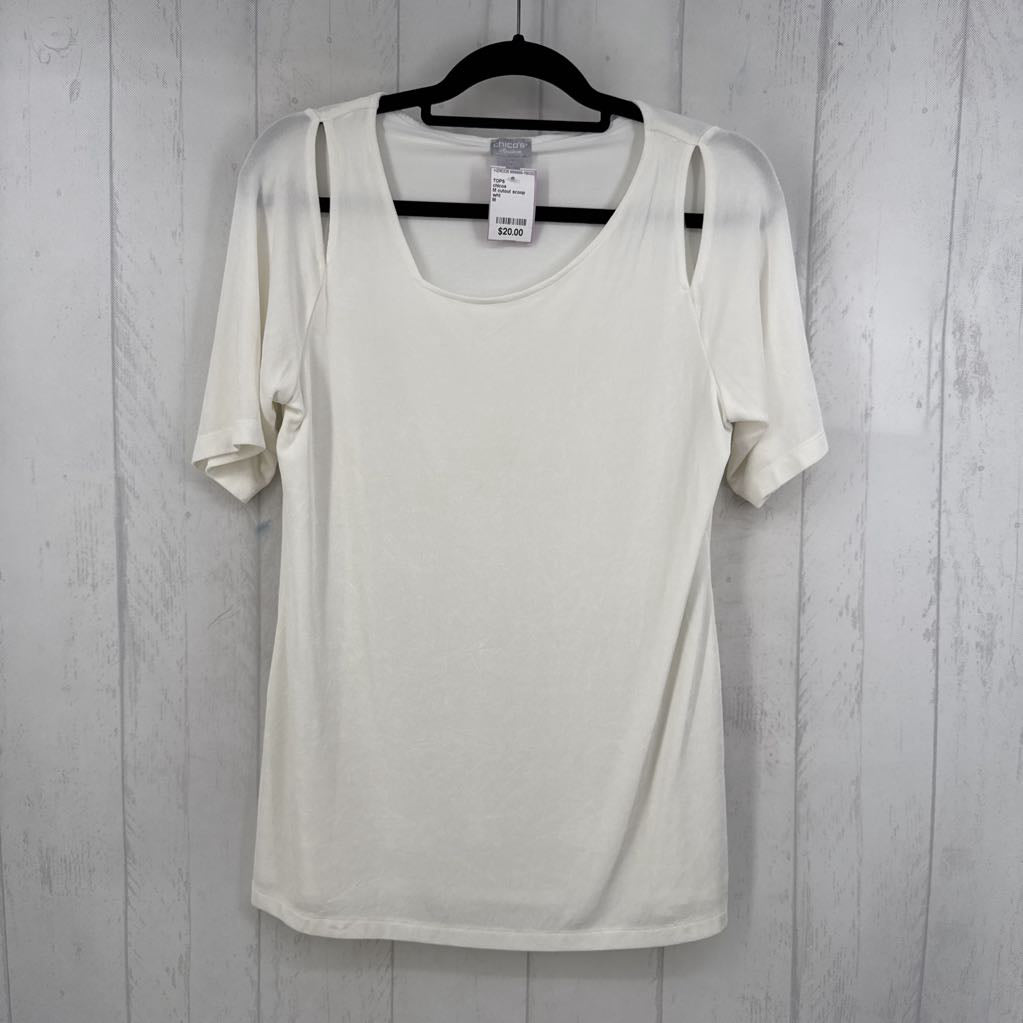 M cutout scoop neck s/s top