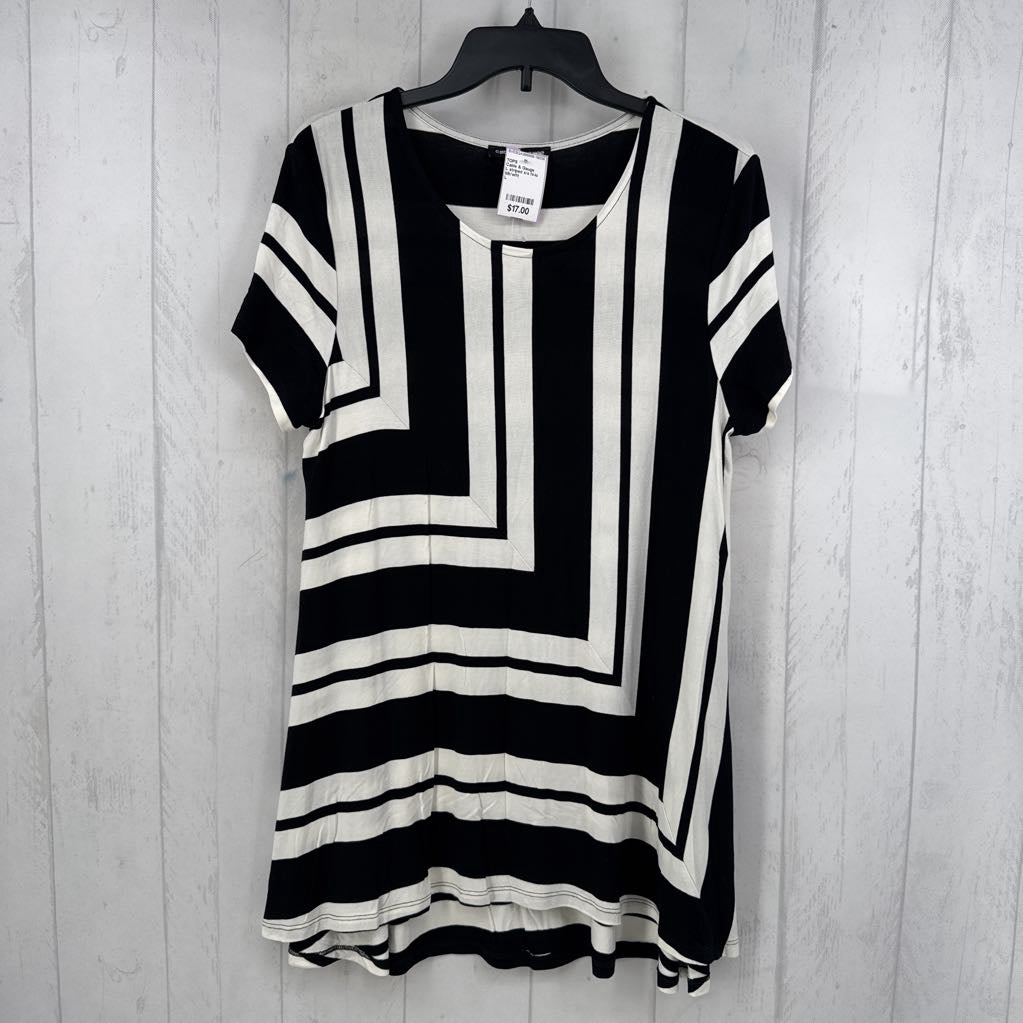L striped s/s hi-lo top