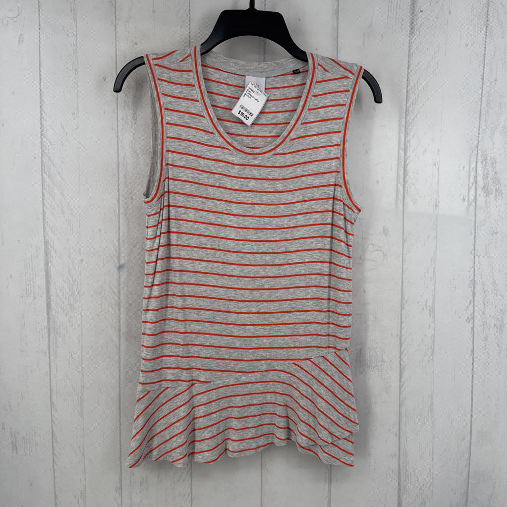 S striped ruffle hem tank