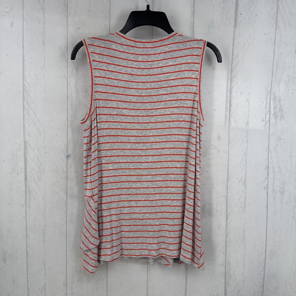 S striped ruffle hem tank
