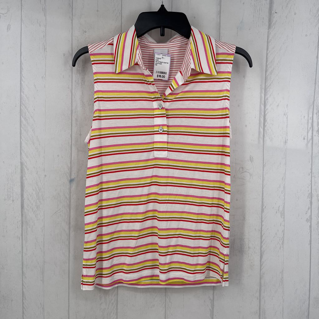 XS striped quarter button down tank