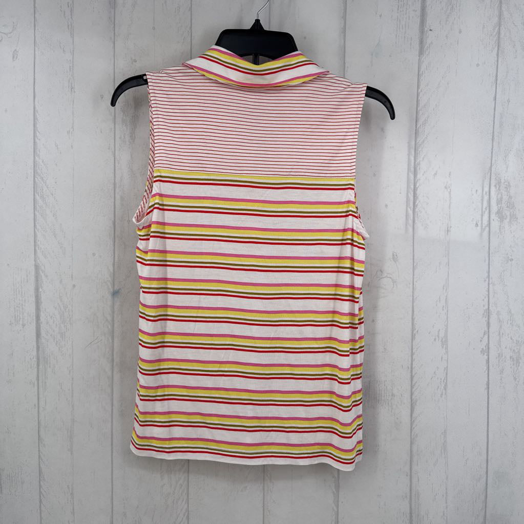 XS striped quarter button down tank