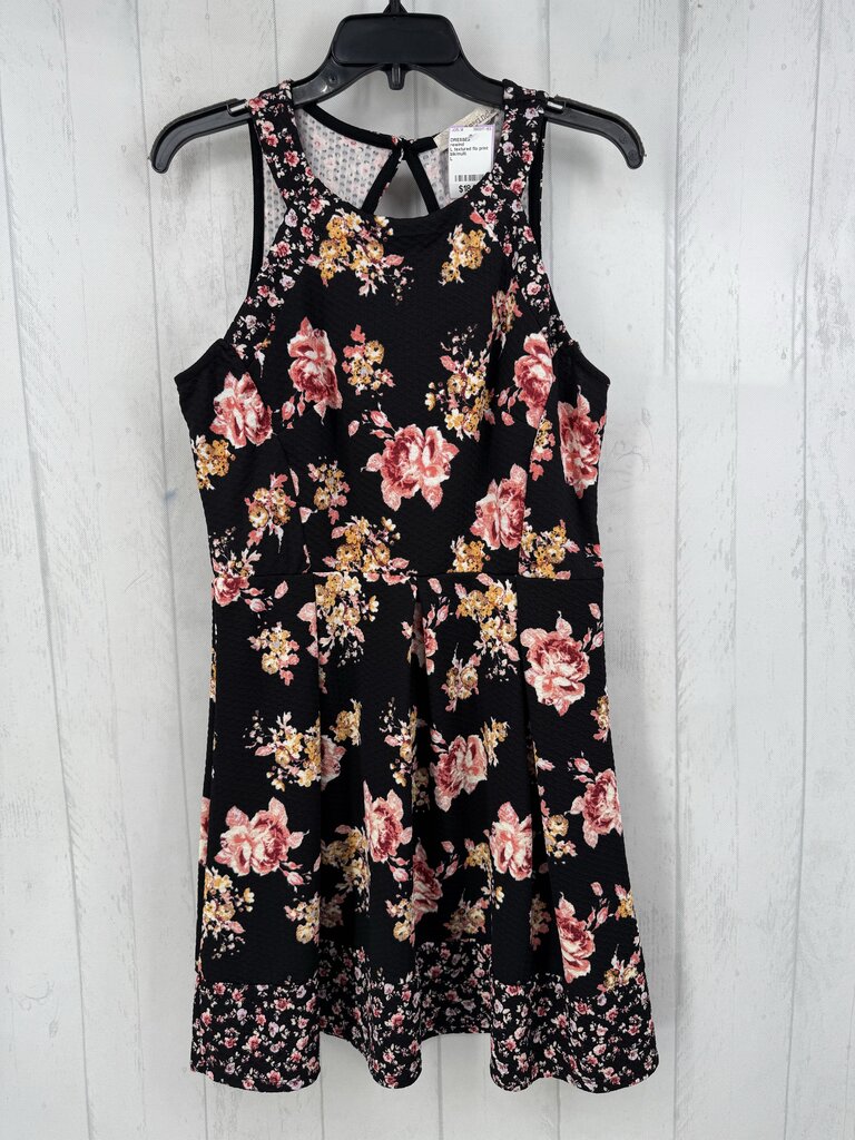 L textured flo print slvls dress