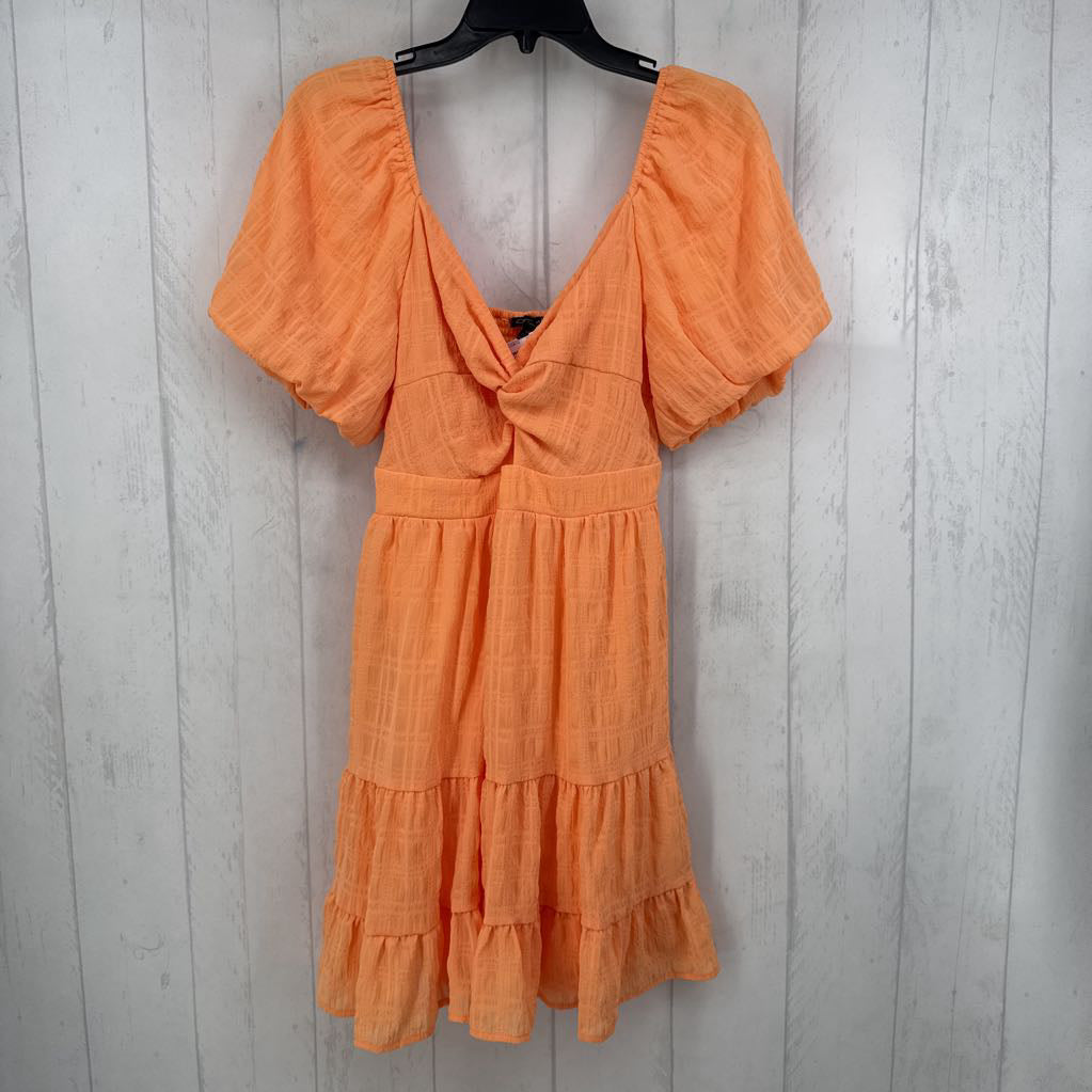XL textured gathered tiered s/s dress