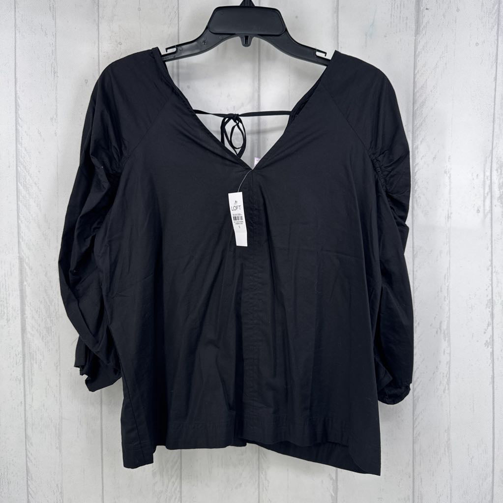 S v-neck ruched 3/4 slv top