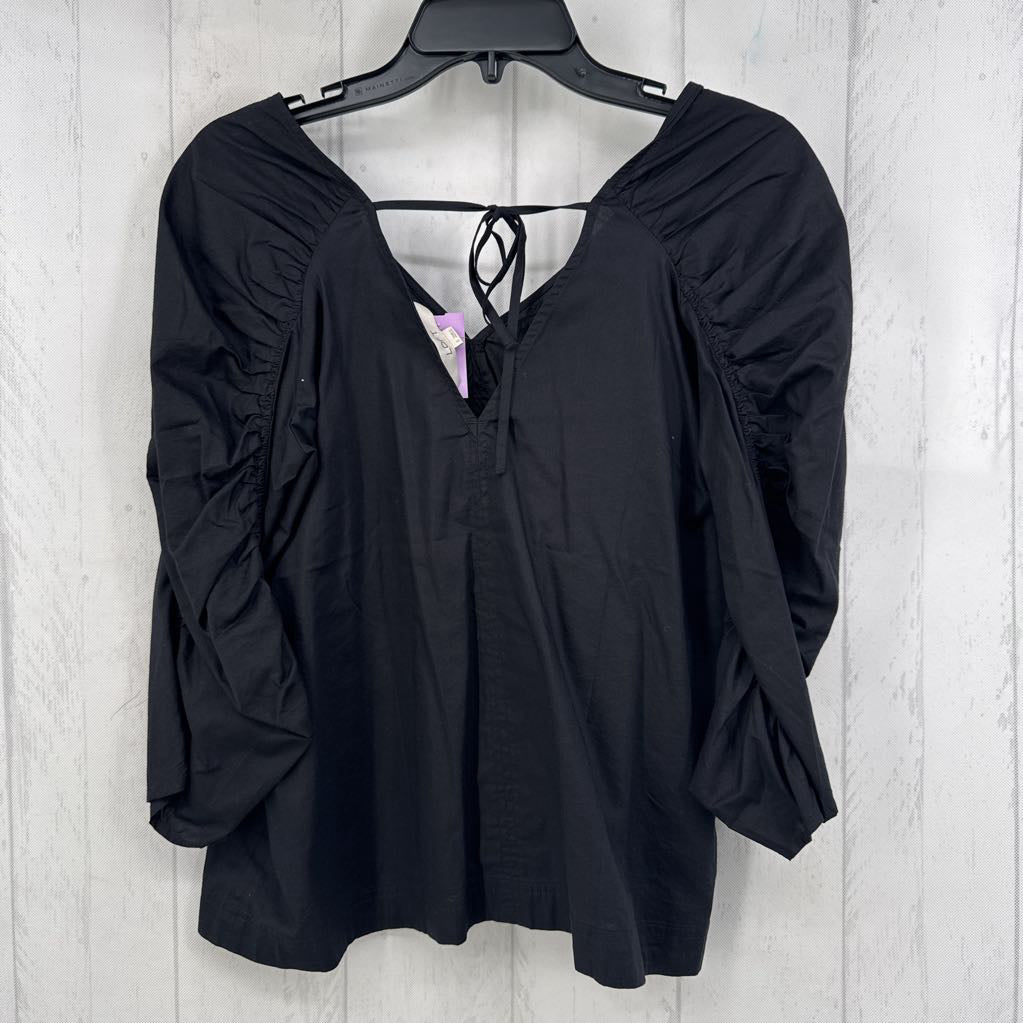 S v-neck ruched 3/4 slv top