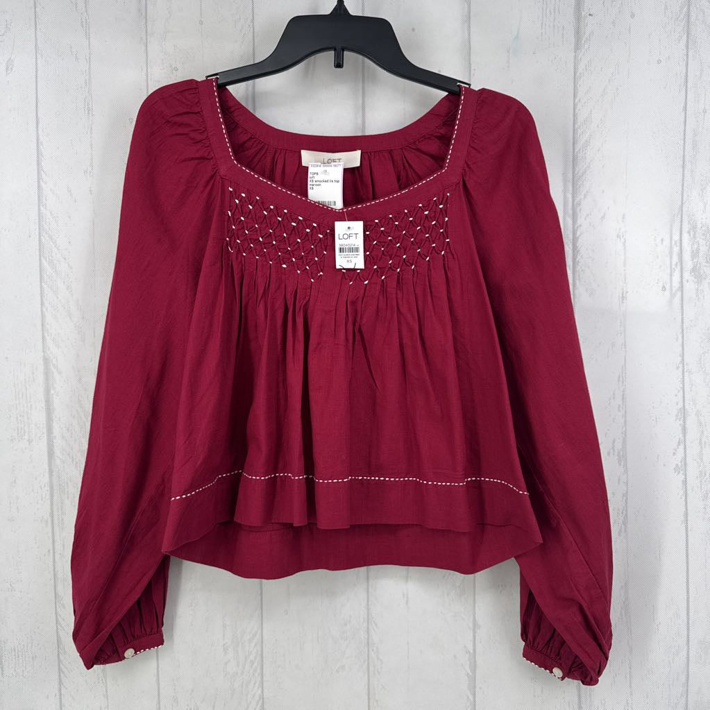 XS smocked l/s top