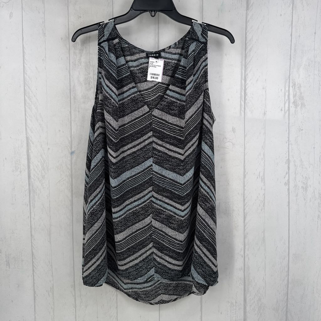 0 chevron striped v-neck tank
