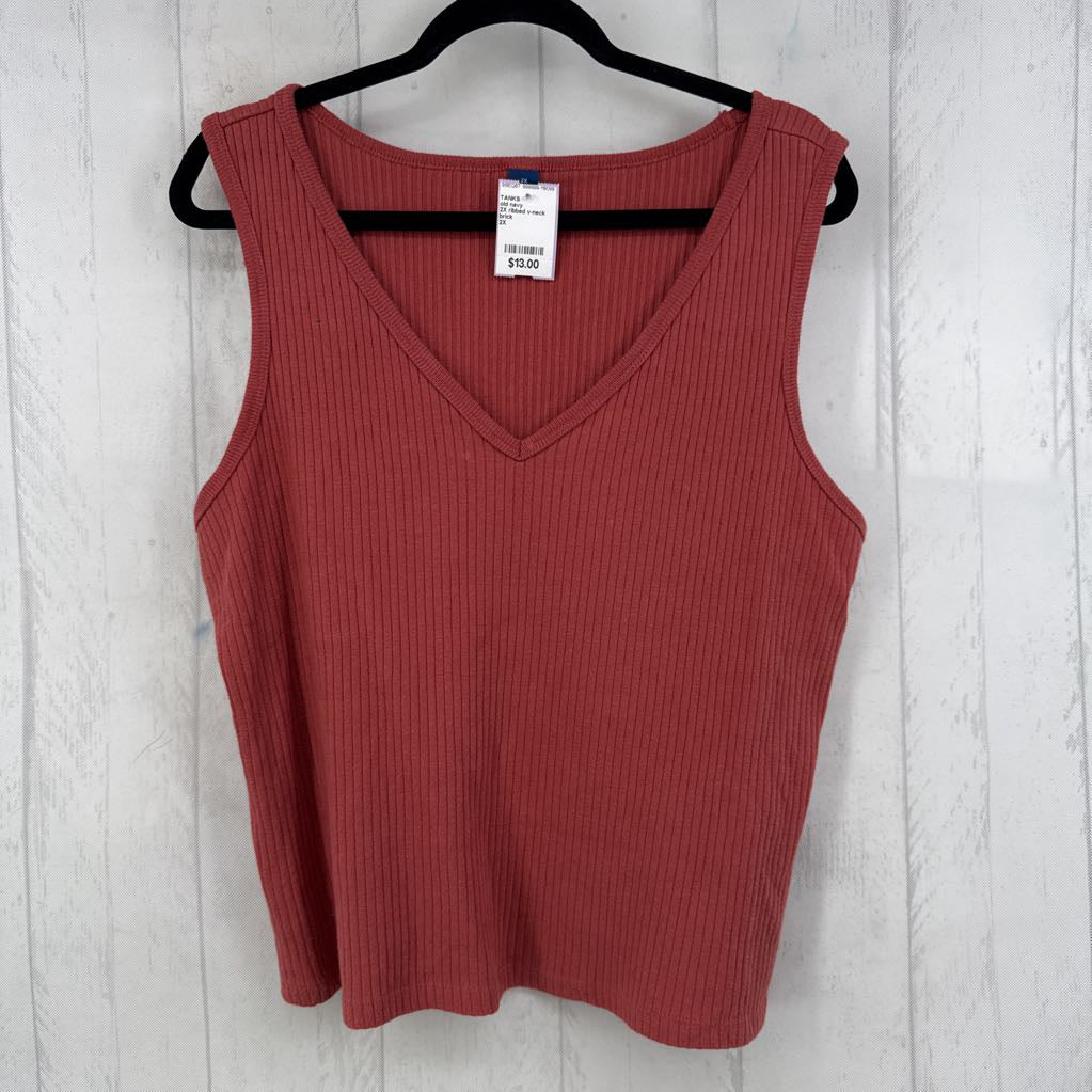 2X ribbed v-neck tank