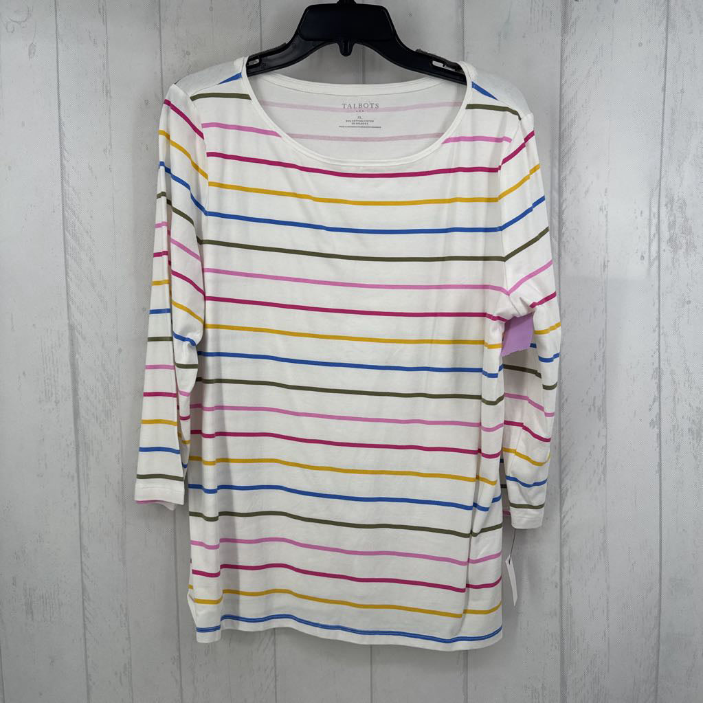 XL striped 3/4 slv tee