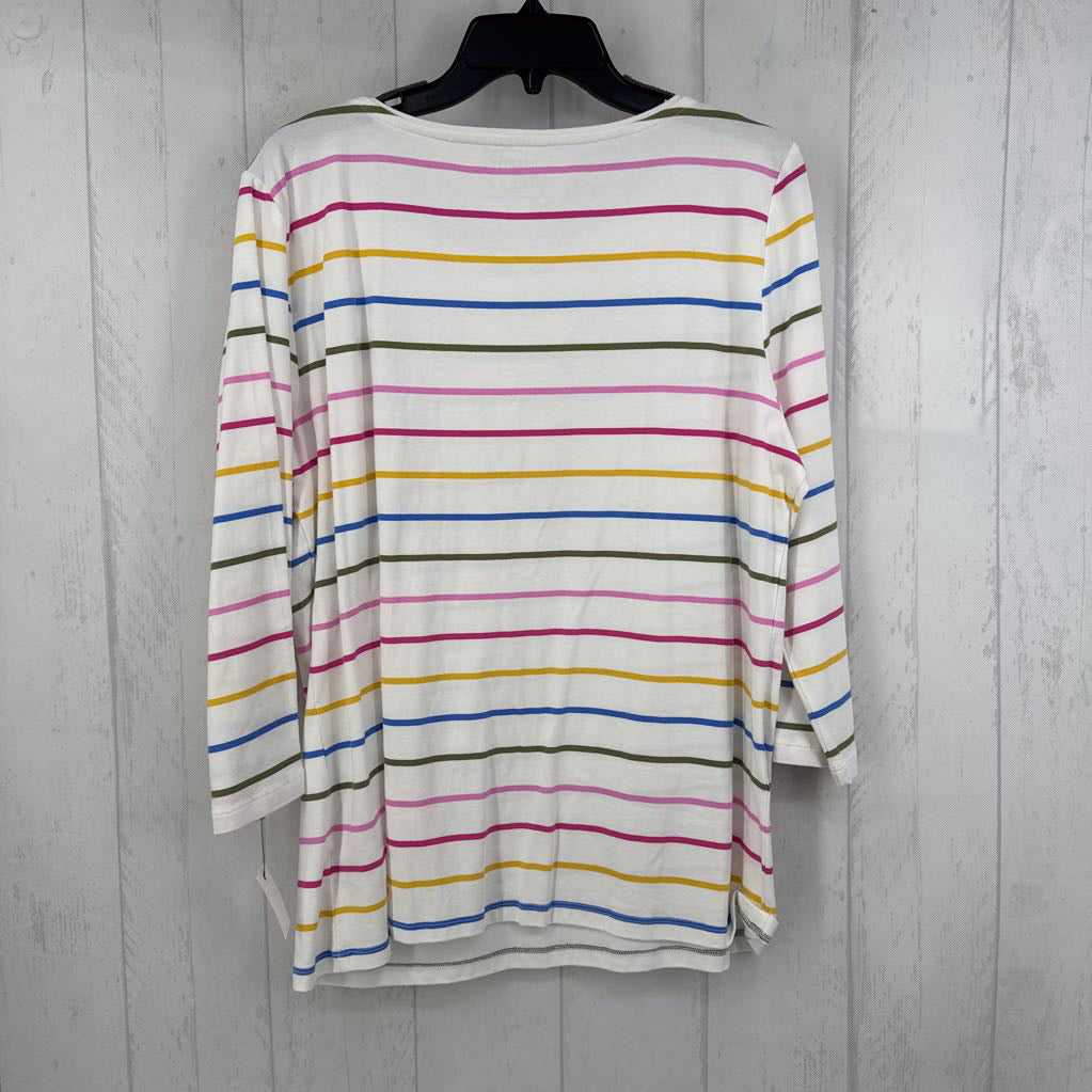 XL striped 3/4 slv tee