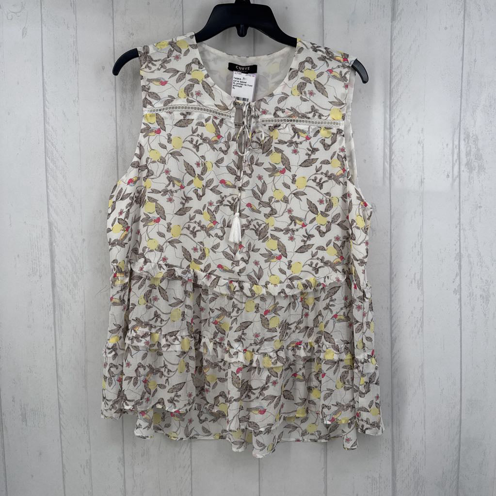 XL printed tie front tiered tank