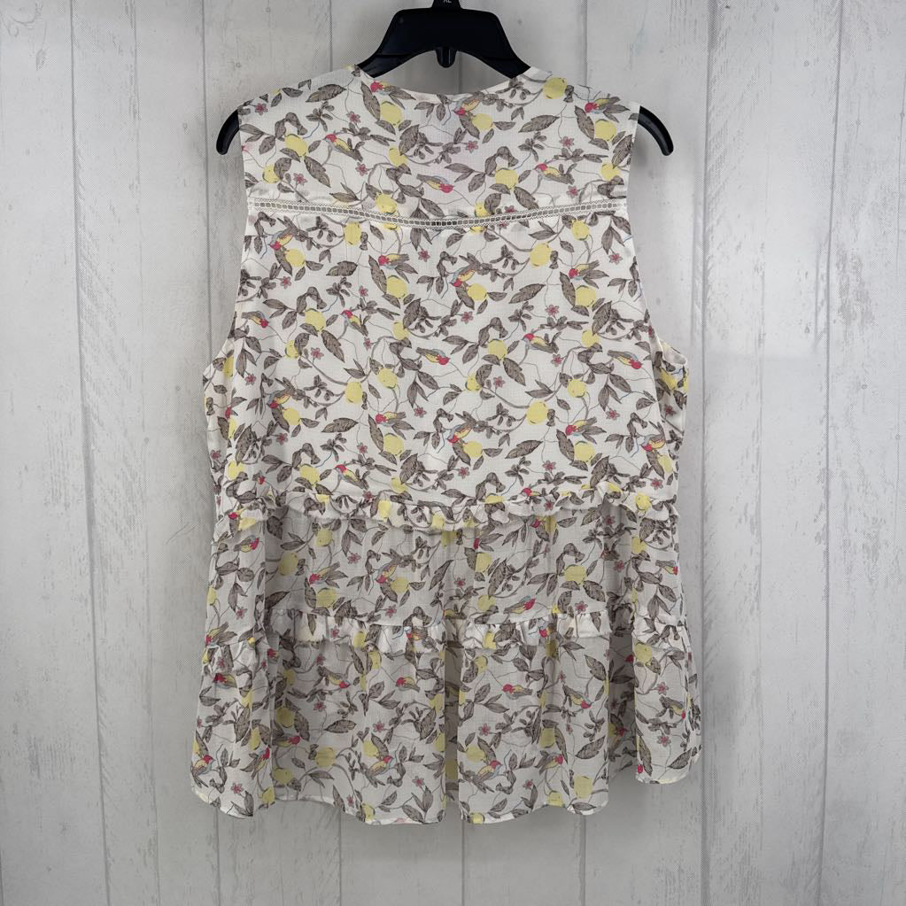 XL printed tie front tiered tank