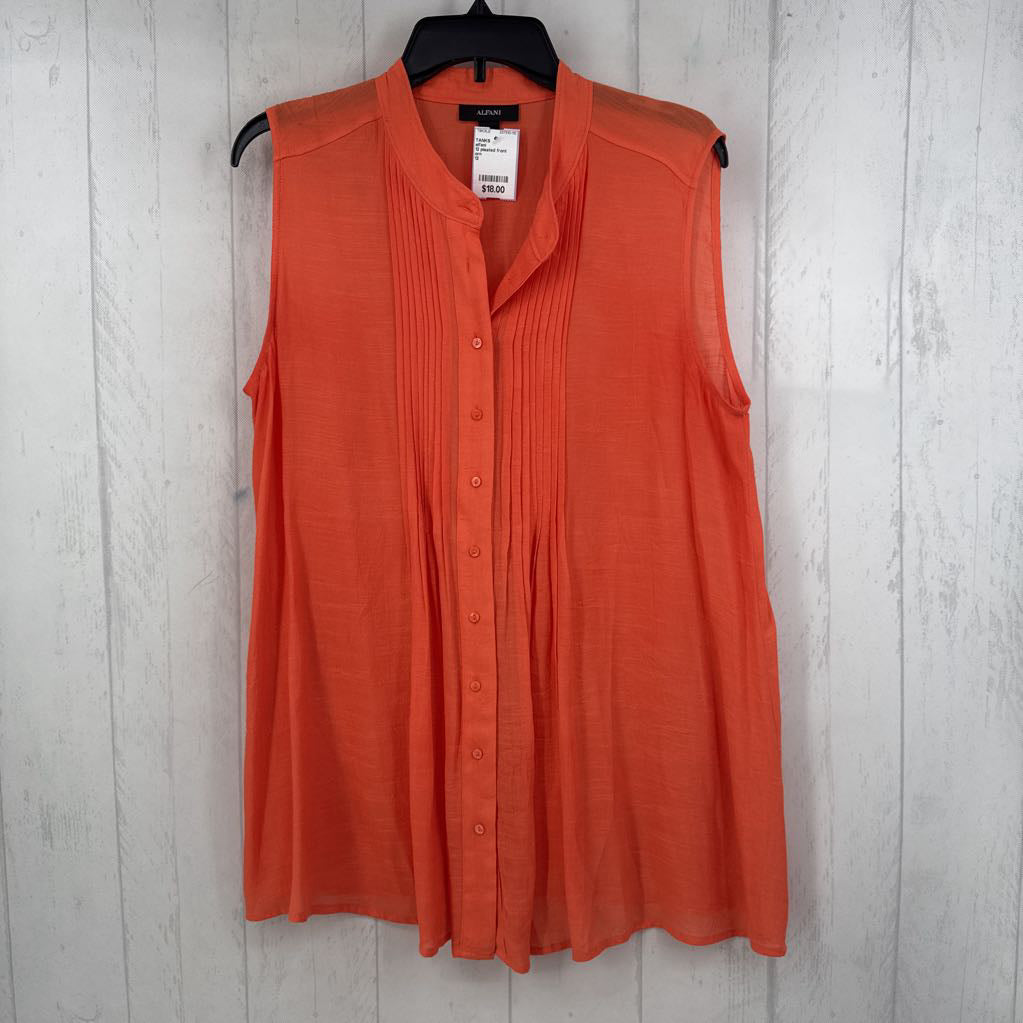 12 pleated front button down tank