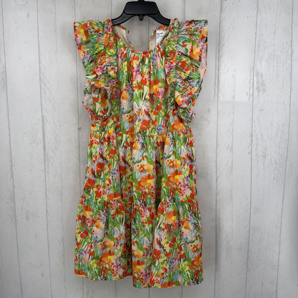 S S flo print ruffled slv tiered dress