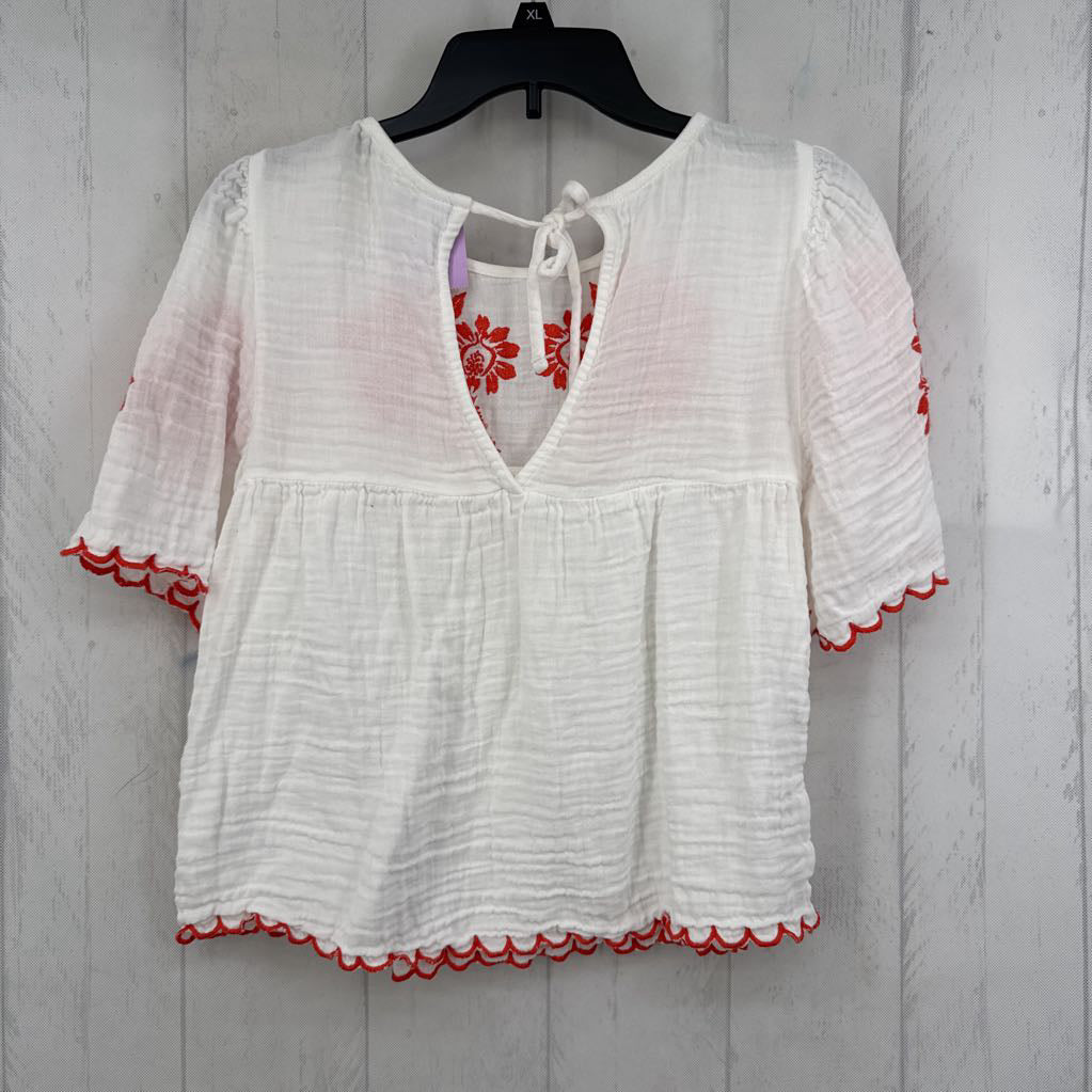 XS gauze flo embroidered s/s top