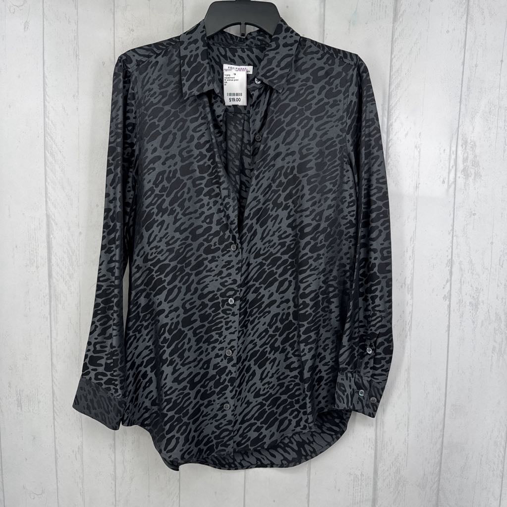 M animal print button down l/s top