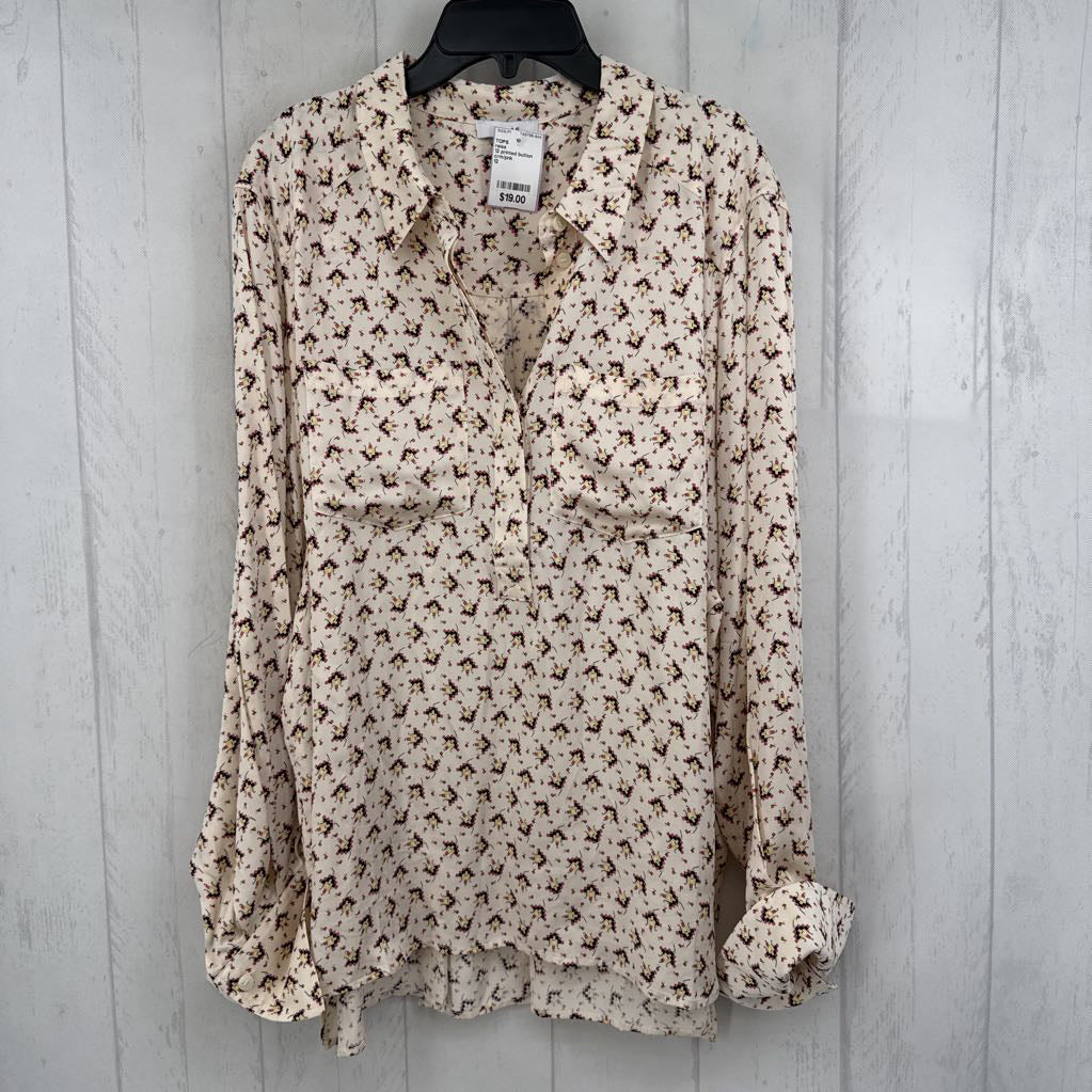 12 printed button down l/s top