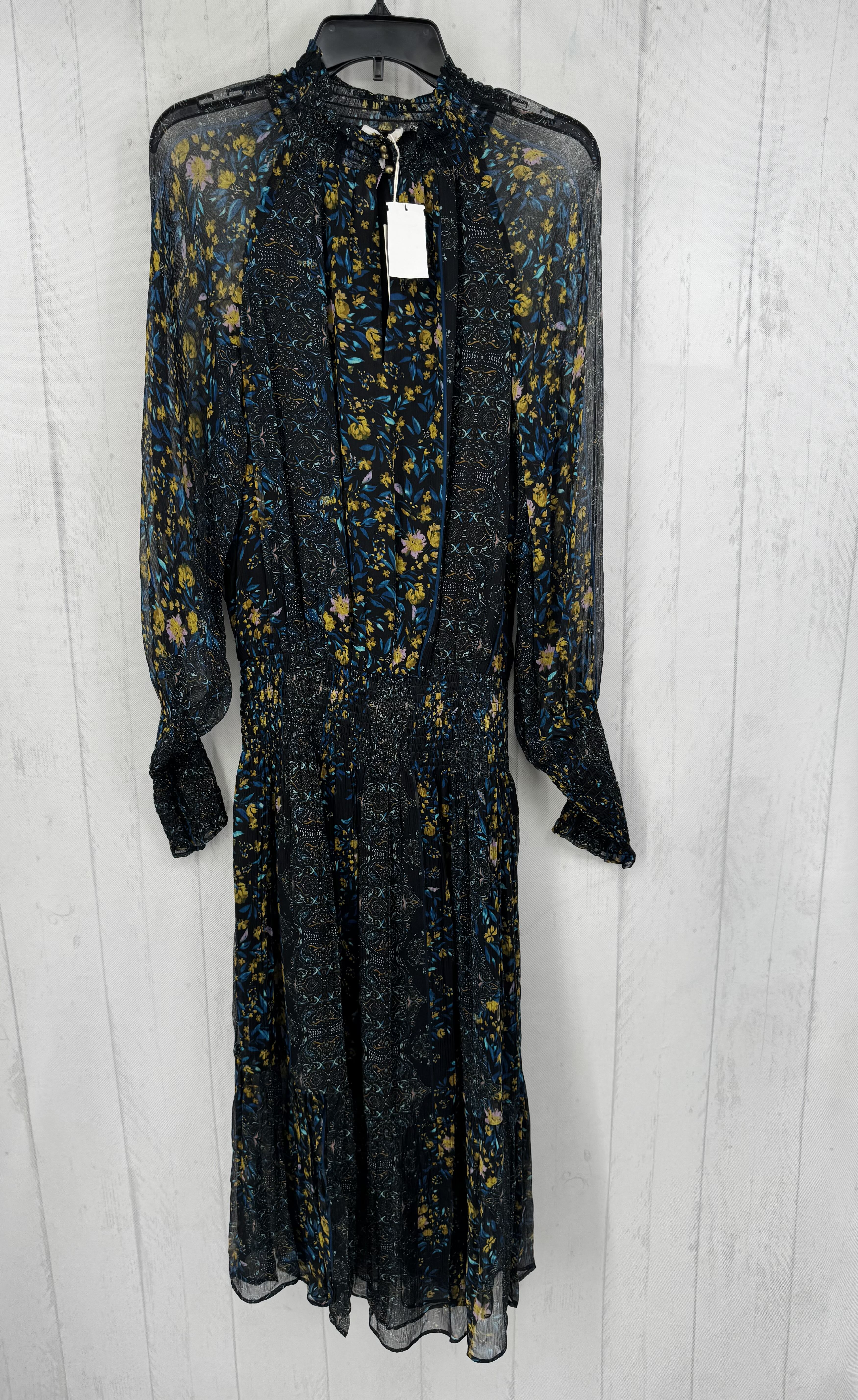 R199 L printed notch neck l/s dress