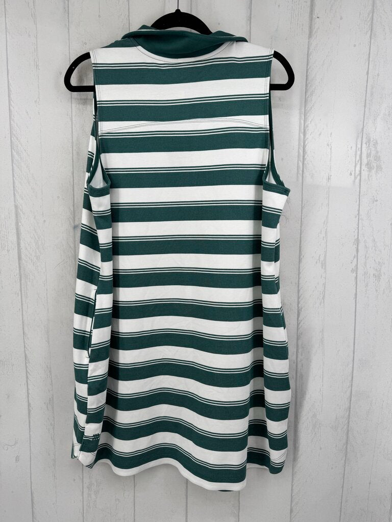 R40 XXL striped split neck slvls dress