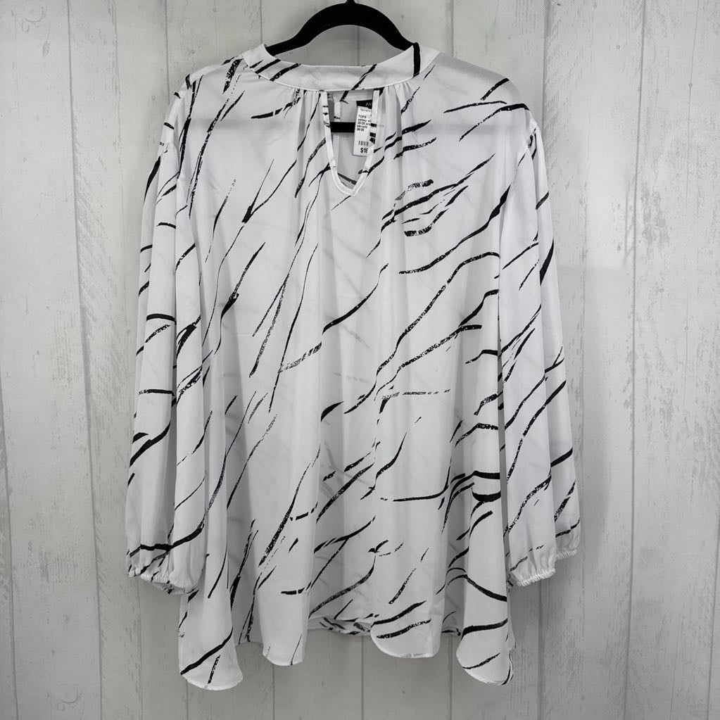 26/28 printed notch neck l/s top