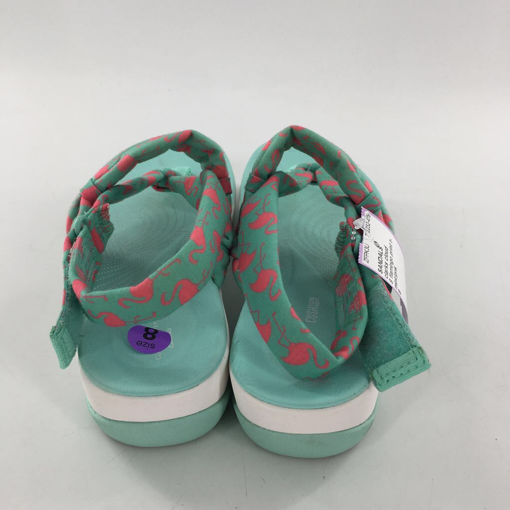 8 flamingo print t-strap sandal